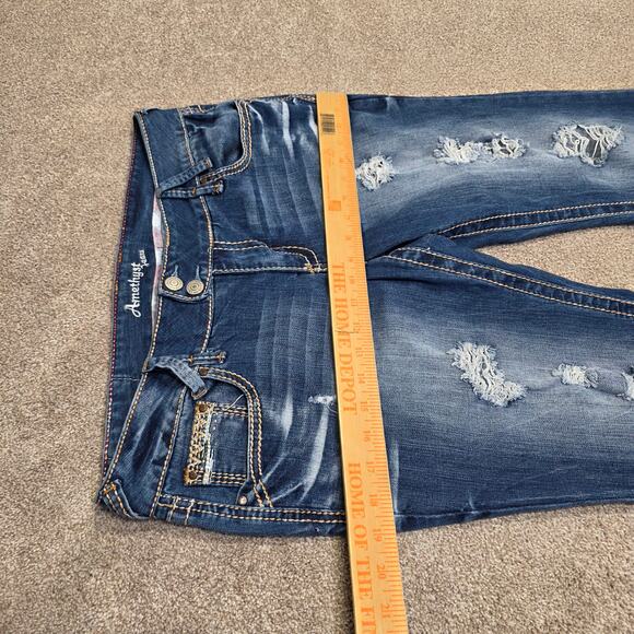 grunge streetwear y2k Distressed Embroidered Amethyst bootcut Jeans Sz 11 - Picture 7 of 16